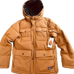 New Levi's Mens Size Small Brown Arctic Cloth Quilted Lined Four Pocket Parkas